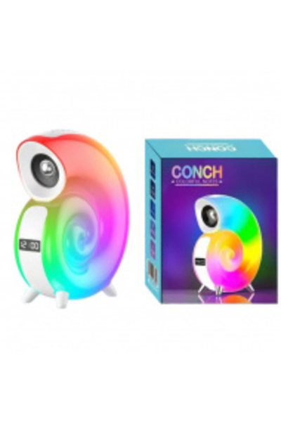 Poro Online Boxă portabilă cu ceas N 63, formă de melc, lampă, multicoloră, alimentată de baterie, Bluetooth, SD, tip