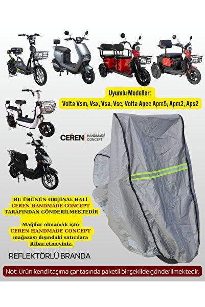Volta Vsx, Vsa, Vsc, Apec Apm5, Apm2, Aps2 Uyumlu Reflektörlü Branda, Elektrikli Bisiklet Branda