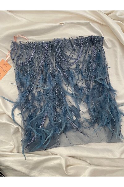 Nurcanilirboutique Otriş tüy detaylı boncuk işlemeli pareo&Sahne eteği