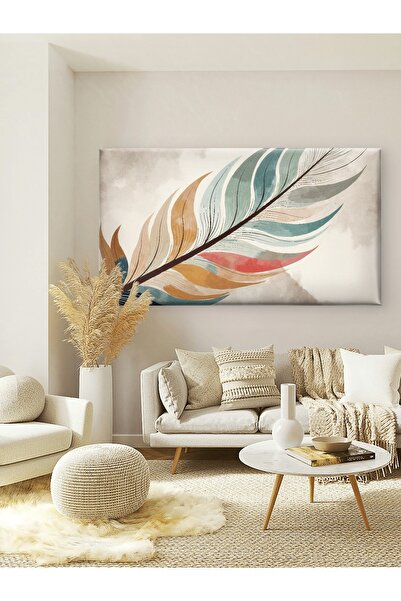 ESLEM RENKLİ YAPRAK BASKI KANVAS TABLO