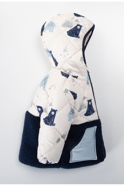 ZERA KIDS Cute Bear, Elephant Pattern, Hooded, Fur Lined Inside, with Pockets, Waterproof, Children's Winter Coat