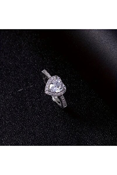 Le Manolia Accessories zirkon pembe mor kırmızı beyaz kalp yüzük kararmaz çel...