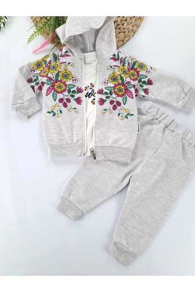 Butik Girl's Three-Piece Set Seasonal Two-Thread Non-Shardon Premium Quality Bady Vest Pants