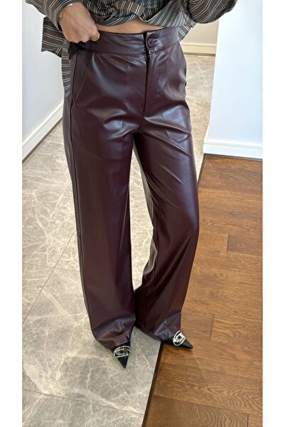 Niceboutique High Waist Leather Trousers