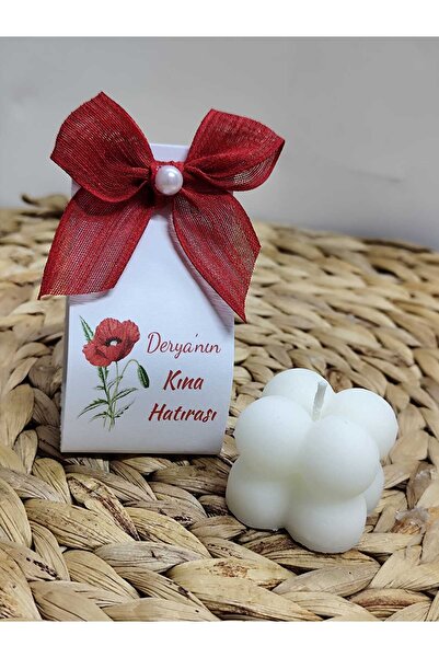 ByDeryaEvent Nişan Nikah Düğün Hediyelik Bubble Mum KIRMIZI RENKLİ Keten Kurd...