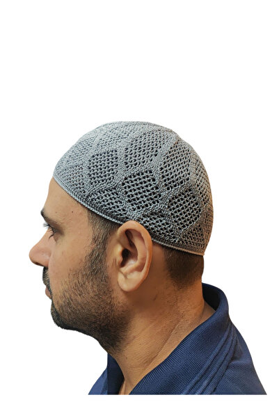 semazen Hand Knitted Model Knitwear Machine Knitted Prayer Cap Gray