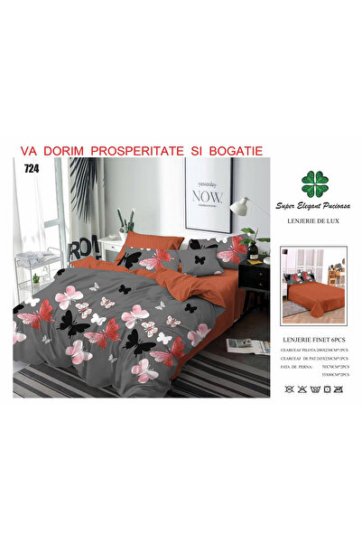 FIONNA.RO Finet Bed Linen 6 Pieces - Brick With Butterflies