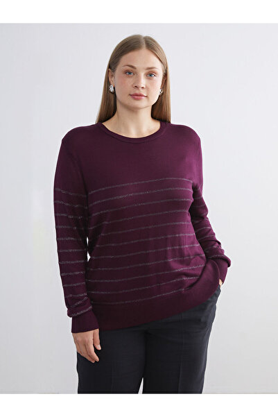 LC Waikiki Блестящи селекции от Shining Store | Дамски пуловер с райета и велосипедна деколте