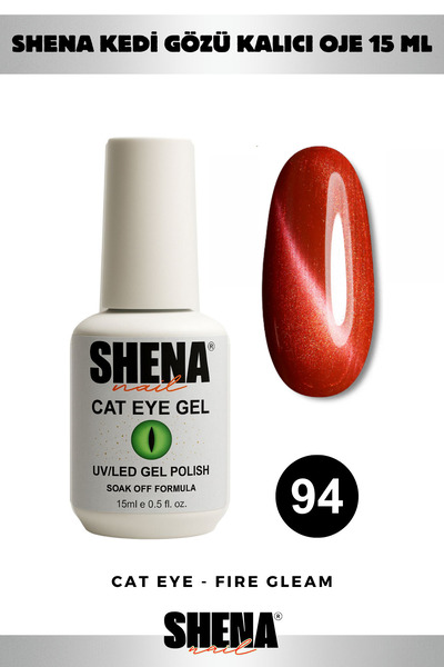 Shena Kalıcı Oje Kedi Gözü 15 ml - 94 Yakut Kırmızı - Cat Eye Uv/led Gel Poli...