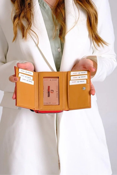 Just Polo Women's Stylish Wallet Shopper with 6 Card Slots, Zipper and Snap Closure