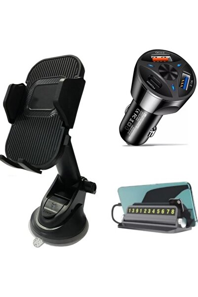 CHNA Oto Aksesuar Üçlü Set Araba Telefon Tutacağı Hızlı Şarj Destekli Oto Çak...