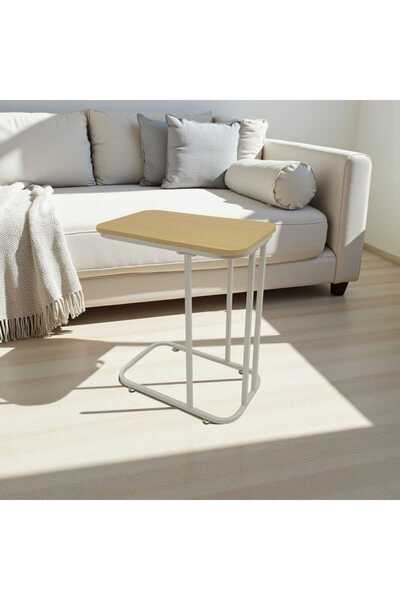 TBATIC Modern side table with wooden top and stylish metal base
