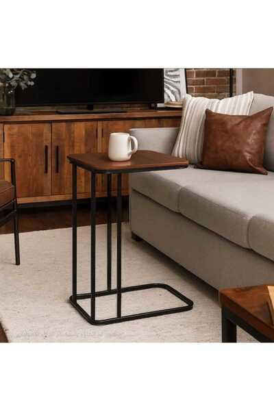 TBATIC Modern side table with wooden top and stylish metal base
