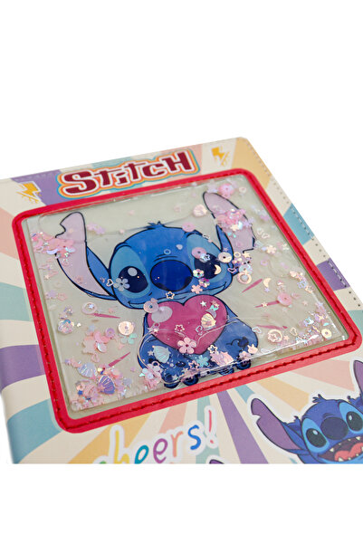 repro design 22X15 Stitch Themed Leather Covered Notebook with Water and Moving Glitter |   120 Sheets M1 Cream