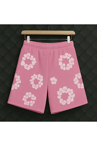 CLASSY.MODA Unisex Shorts - Embossed Floral Print - Comfortable Fit - Summer Sports Shorts for Women and Men