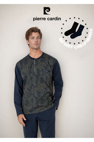 Pierre Cardin Men's 100% Cotton Jacquard Long Sleeve Pajama Set Ol.Pc.6111.001