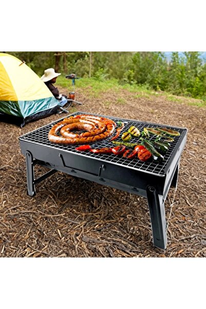 EMATTERIO Portable Charcoal Grill 35x27x20 cm, Foldable Legs, Ideal for Garden or Hiking
