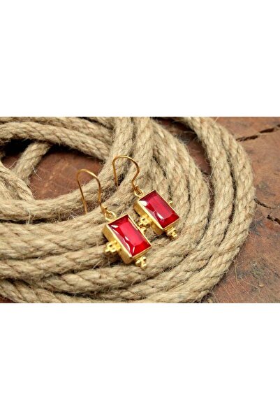 alpsilverart 925 Ayar Gümüş Doğal Yakut Taşlı Küpe | El Yapımı Gösterişli Kadın Takı