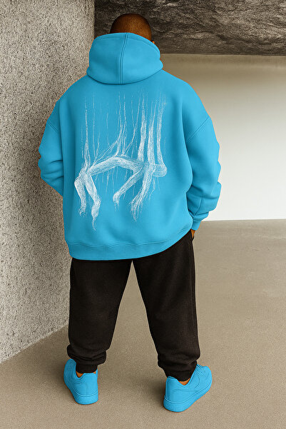 CLASSY.MODA Men's Three Thread Hooded Sweatshirt and Sweatpants Set with Back Print Casual Daily Combination