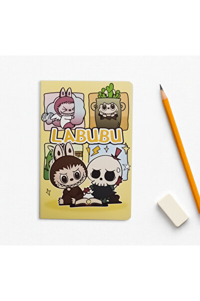 repro design Labubu A5 Lined Notebook Set with Cover – 4 Pieces |   160 Sheets Cardboard Cover