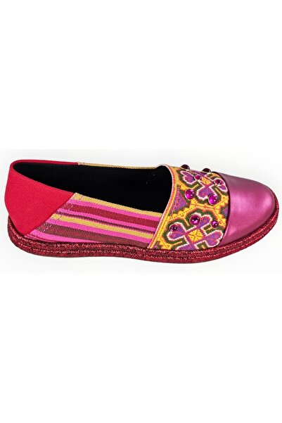 Geox Women's Espadrilles Textile Ethnic Pink Inserts Leather - Size 35 EU Standard to Small Fit