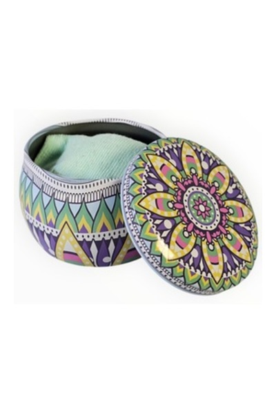 Vadodara - Short Unisex Cotton Socks Light Green in Metal Box Indie Print, Size 36-42