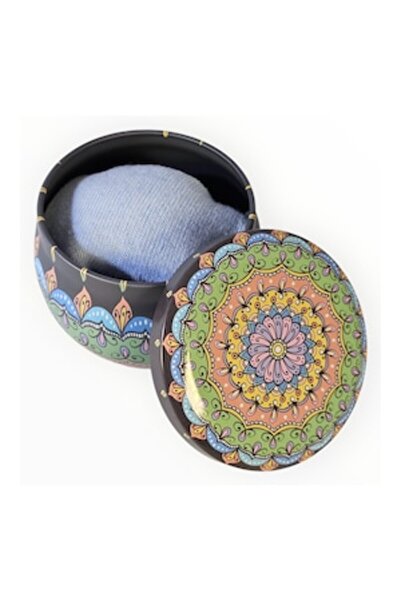 Vadodara - Unisex Short Socks Cotton Light Blue in Indie Print Metal Box, Size 36-42