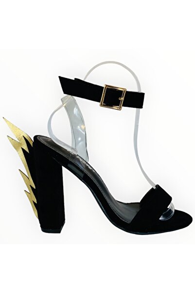 Public Desire - Women's Heeled Sandals Public Speedy Flames, Black Suedette, Size 37 EU