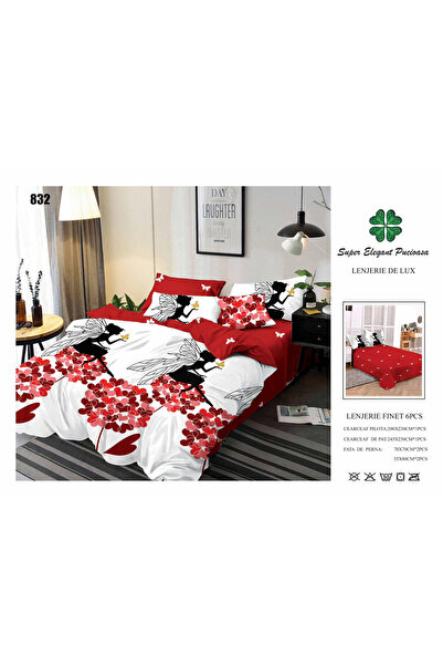 FIONNA.RO Lenjerii De Pat Din Finet 6 Piese - Zana Si Inimioare