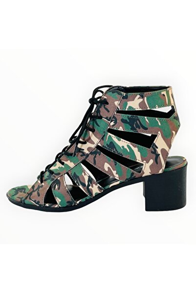 New Look Women's Low Heel Sandals Canvas Camouflage Army Size 38 EU