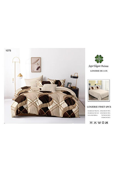 FIONNA.RO Lenjerii De Pat Din Finet 6 Piese - Bej Abstract