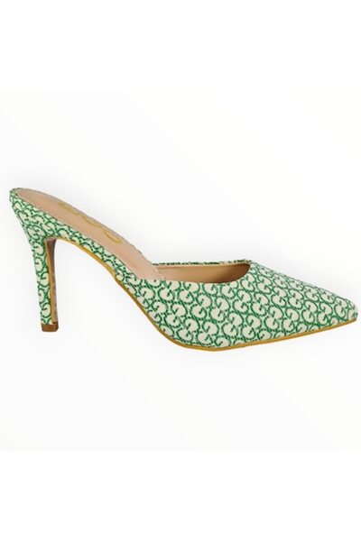 Ego Pantofi Mule cu Toc Textil Broderie Logo Verde - Marimea 39 EU