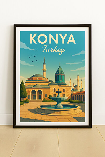 KAYABEY HOME Modern Design Turkey City Map Poster – Wooden Framed