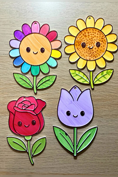 Genç 3D Çiçek Arkadaşlar Boyama Seti | Ayçiçeği, Gül ve Lale | Boyasız 3’lü Ç...