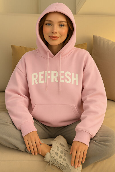 CLASSY.MODA Жіночий тринитковий худі з капюшоном REFRESH з принтом, зручний о...