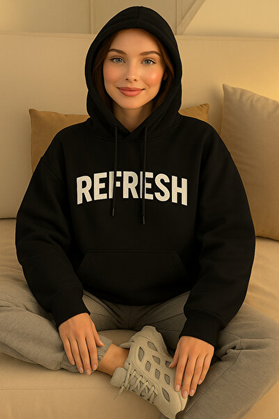 CLASSY.MODA Жіночий тринитковий худі з капюшоном REFRESH з принтом, зручний о...