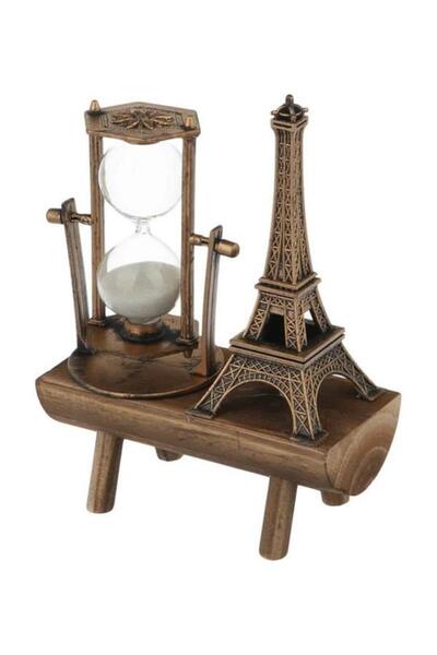 CT STONES Retro Eiffel Tower and Hourglass Decorative Wooden Look Table Figurine