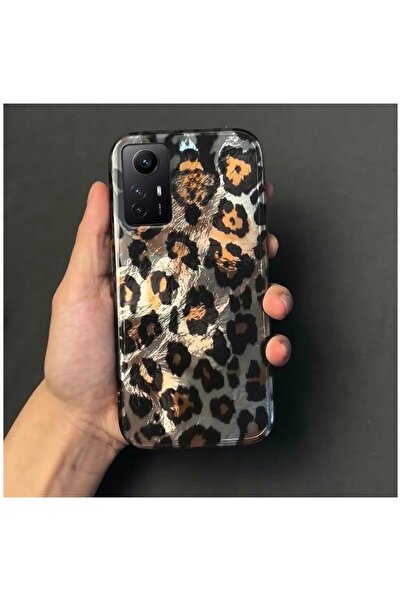 Zebana Xiaomi Redmi Note 12S Uyumlu Kılıf Luxe Leopard Silikon Kılıf Siyah