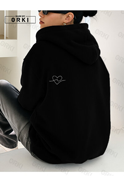 EFFRENATU هودي نسائي كبير الحجم مطبوع عليه قلب من Minimal – مزود بجيوب، ذو مل...