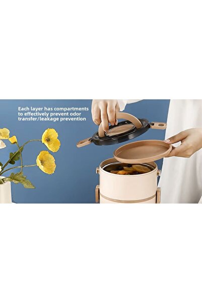 Cin 2800ml, Paslanmaz Çelik, Dört Kat, Isıtılabilir, Yemek Saklama Kabı, Sefertası, Yeşil, cin608ys