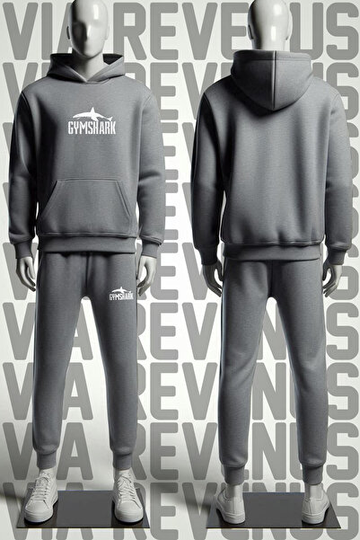 Vordevia Gym Printed Hooded Sweatshirt and Sweatpants Unisex Sportswear Set