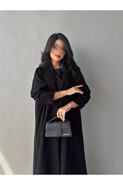 outline Daily black abaya with Arabian Nights fabric