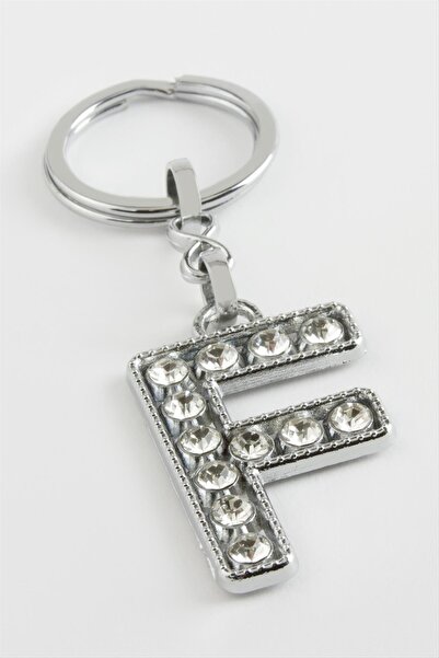 CT STONES Silver Colored Stone Letter Keychain