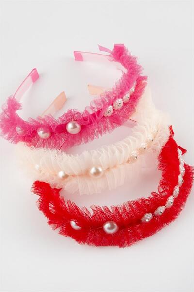 Ayena Moda Παιδική κορώνα από τριαντάφυλλο τούλι με πέτρες μαργαριτάρι