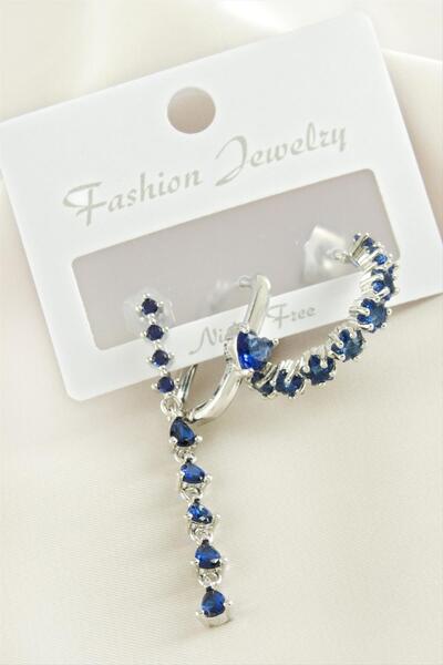 OEM 3 Adet Kalp Zirkon Taşlı Küpe