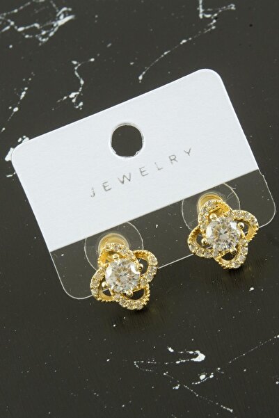 ZERO LAND Hn-Shop Flower Zircon Stone Earrings-Yellow