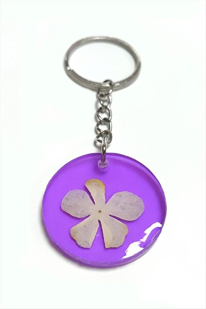Generic Brand Snowball Flower Daisy Epoxy Keychain