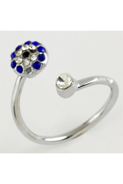 Ronanna خاتم مفصل مرصع بحجر العين الزرقاء من MSA-SHOP، قطعة واحدة - لون فضي