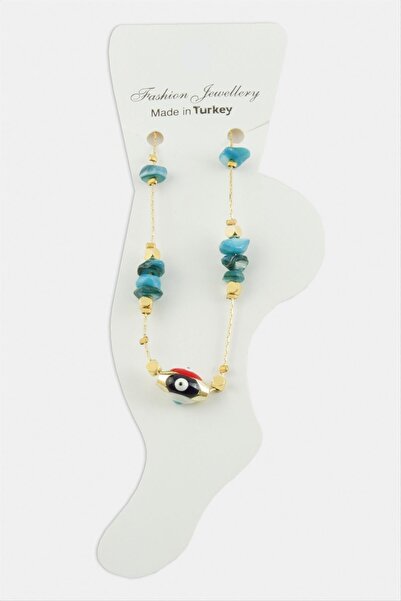 DİĞER1111 Evil Eye Broken Natural Stone Anklet