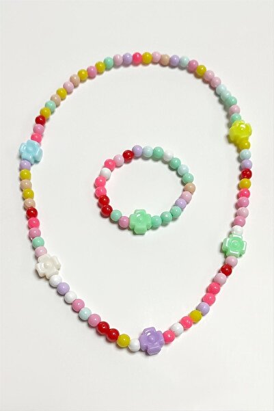 TakÇalıştır Flower Bead Children's Set Necklace